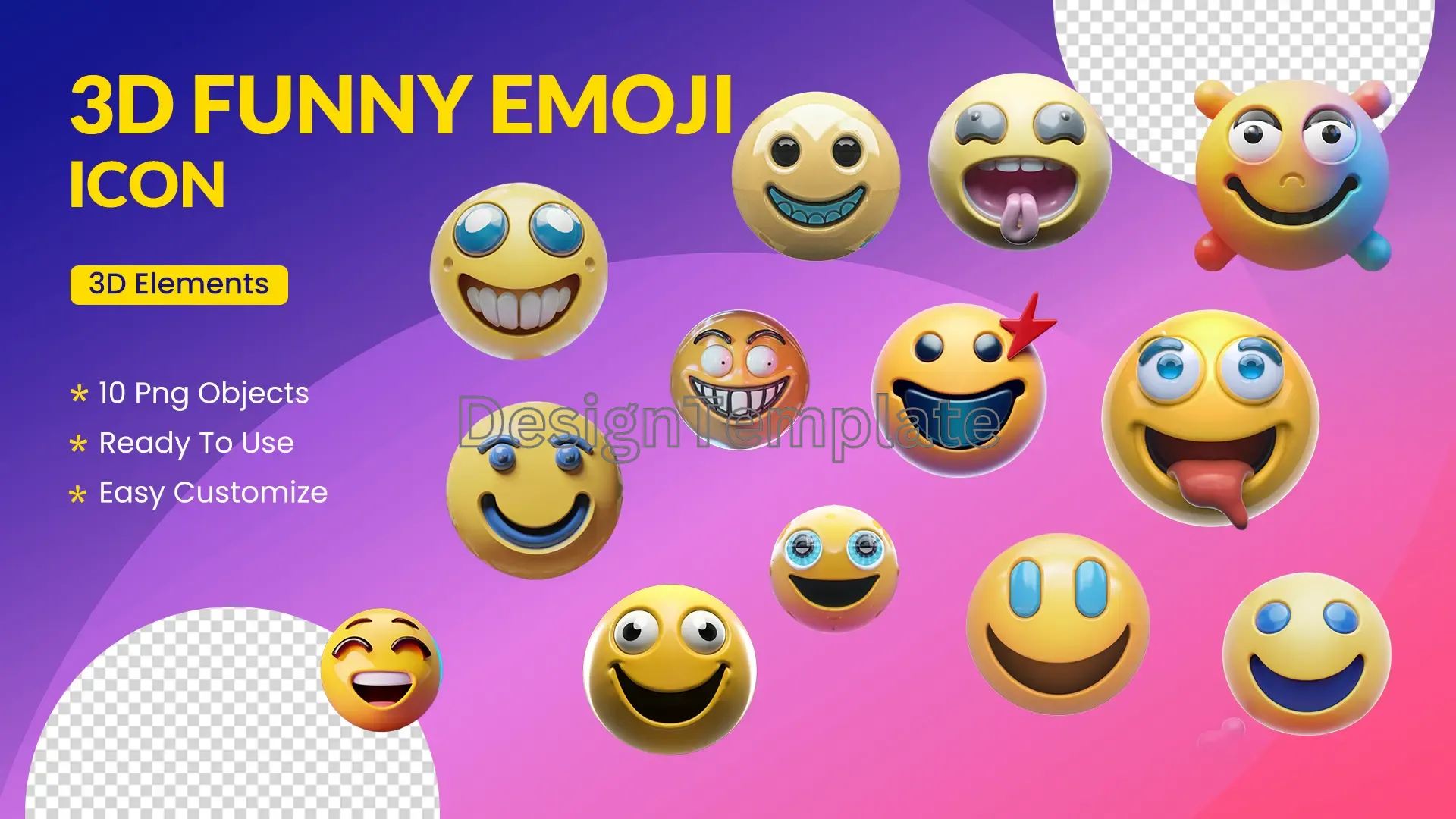 Smiley Spectrum 3D Funny Emoji Icon Collection